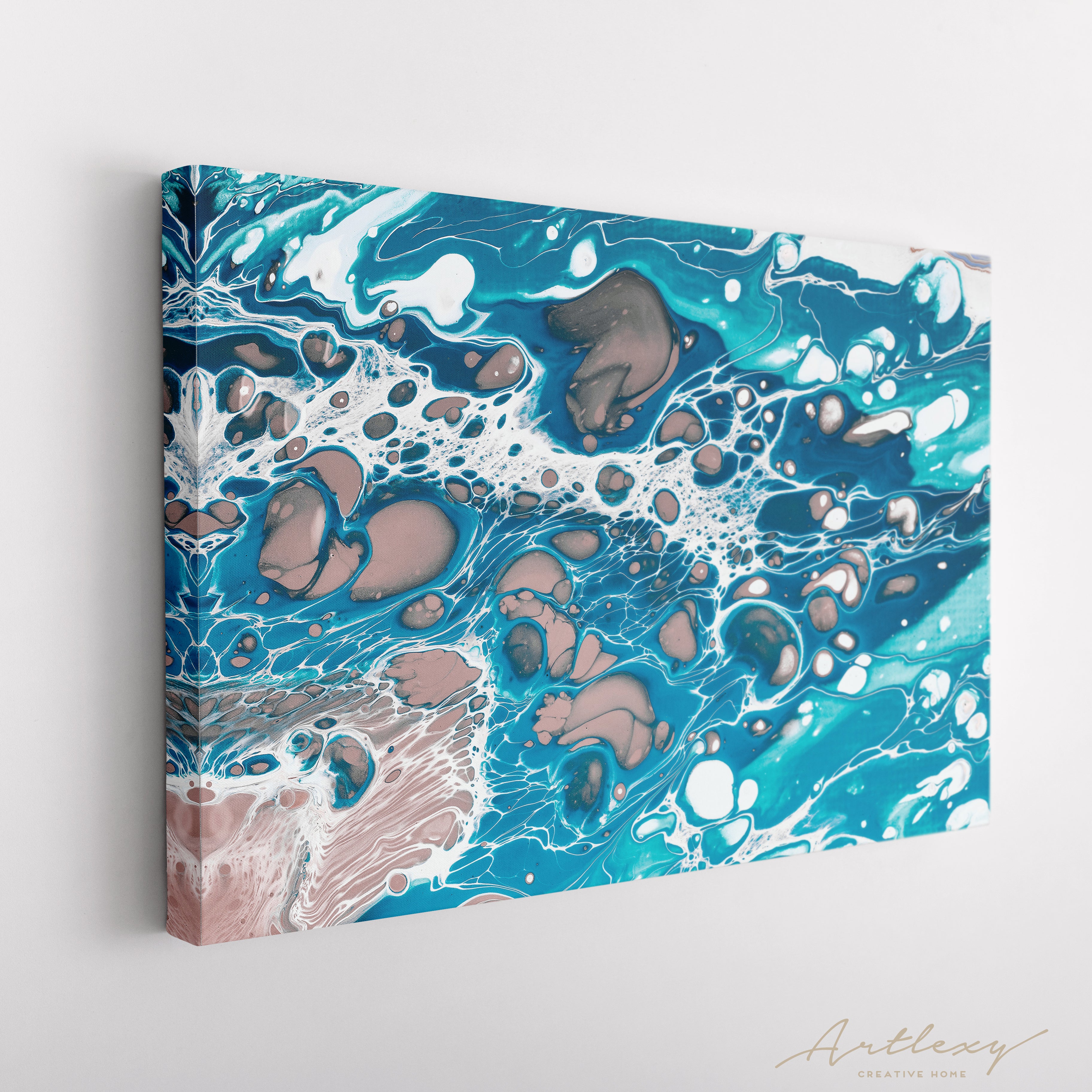 Mixed Liquid Blue Paints Fluid Art Canvas Print ArtLexy   
