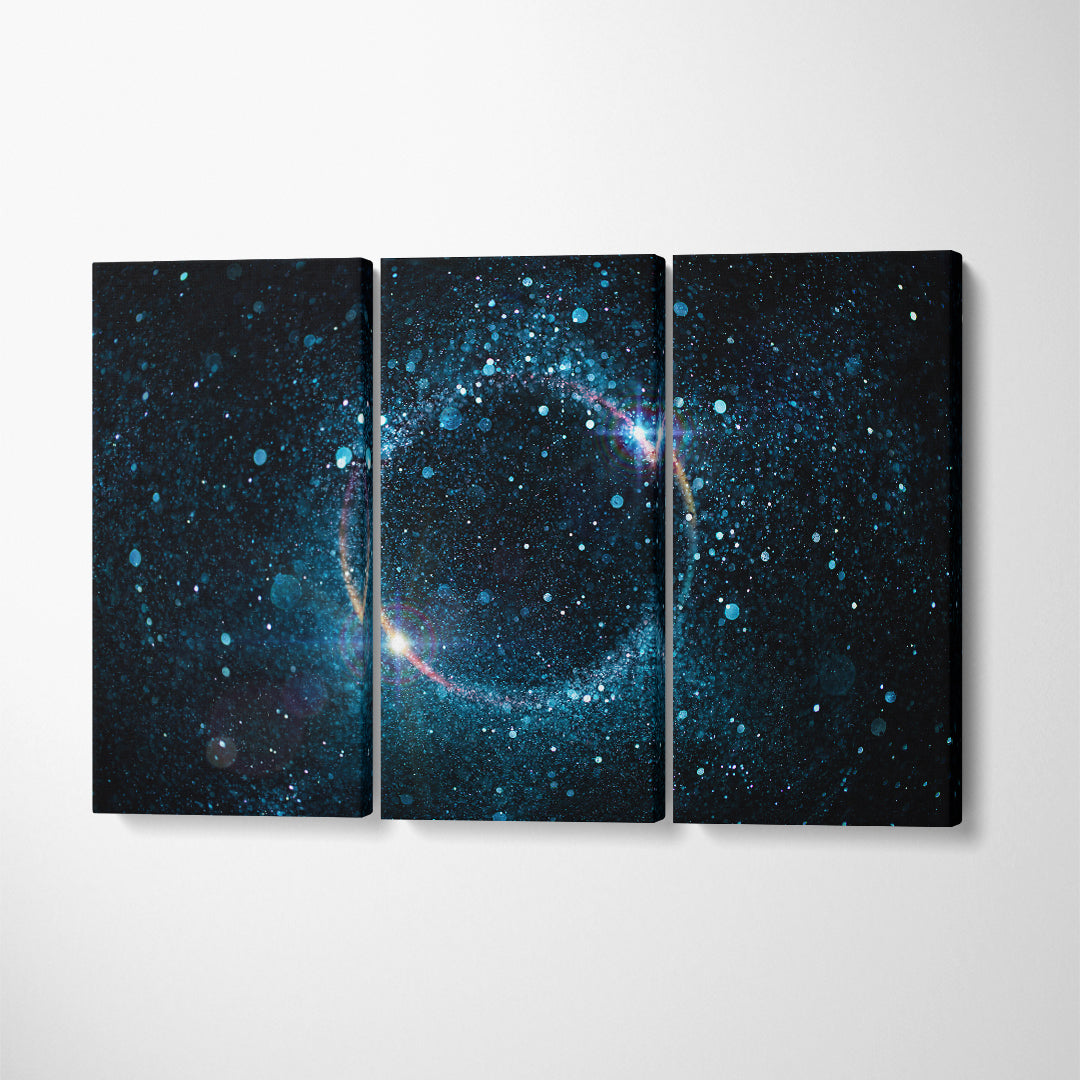 Abstract Shiny Planet in Space Canvas Print ArtLexy 3 Panels 36"x24" inches 