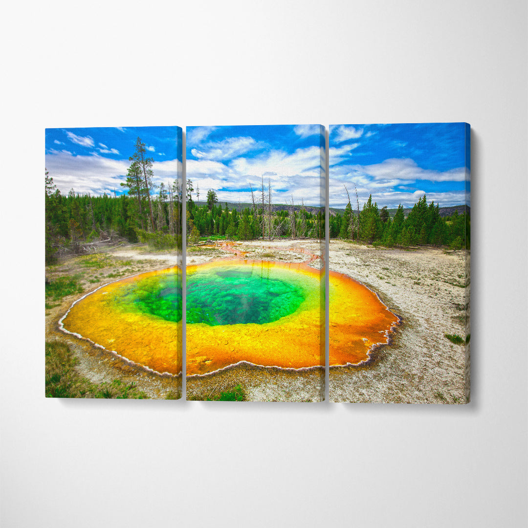 USA Wyoming Yellowstone National Park Canvas Print ArtLexy 3 Panels 36"x24" inches 