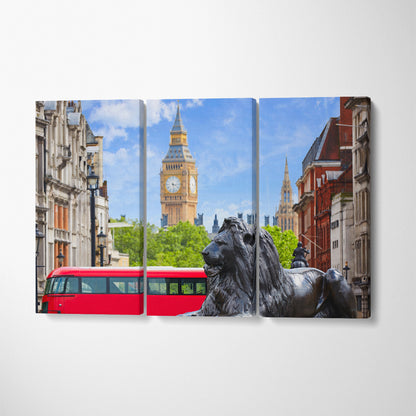 Trafalgar Square London Canvas Print ArtLexy 3 Panels 36"x24" inches 