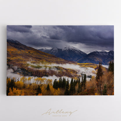 Colorado Rocky Mountains Valley in Fog Canvas Print ArtLexy   