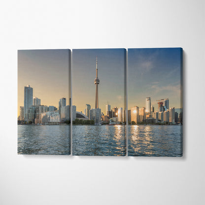 Toronto Skyline Ontario Canada Canvas Print ArtLexy 3 Panels 36"x24" inches 