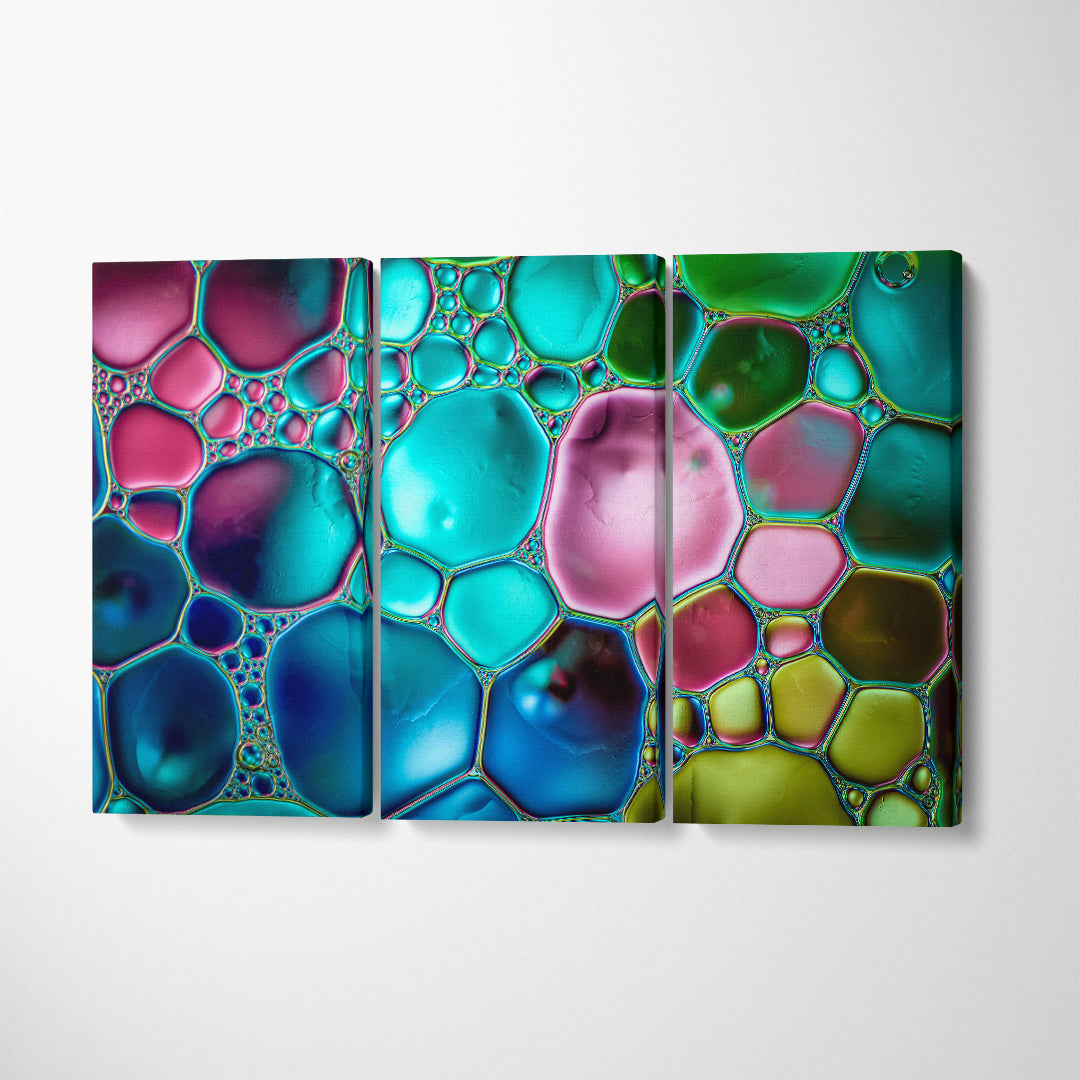 Colorful Oil & Water Bubbles Canvas Print ArtLexy 3 Panels 36"x24" inches 
