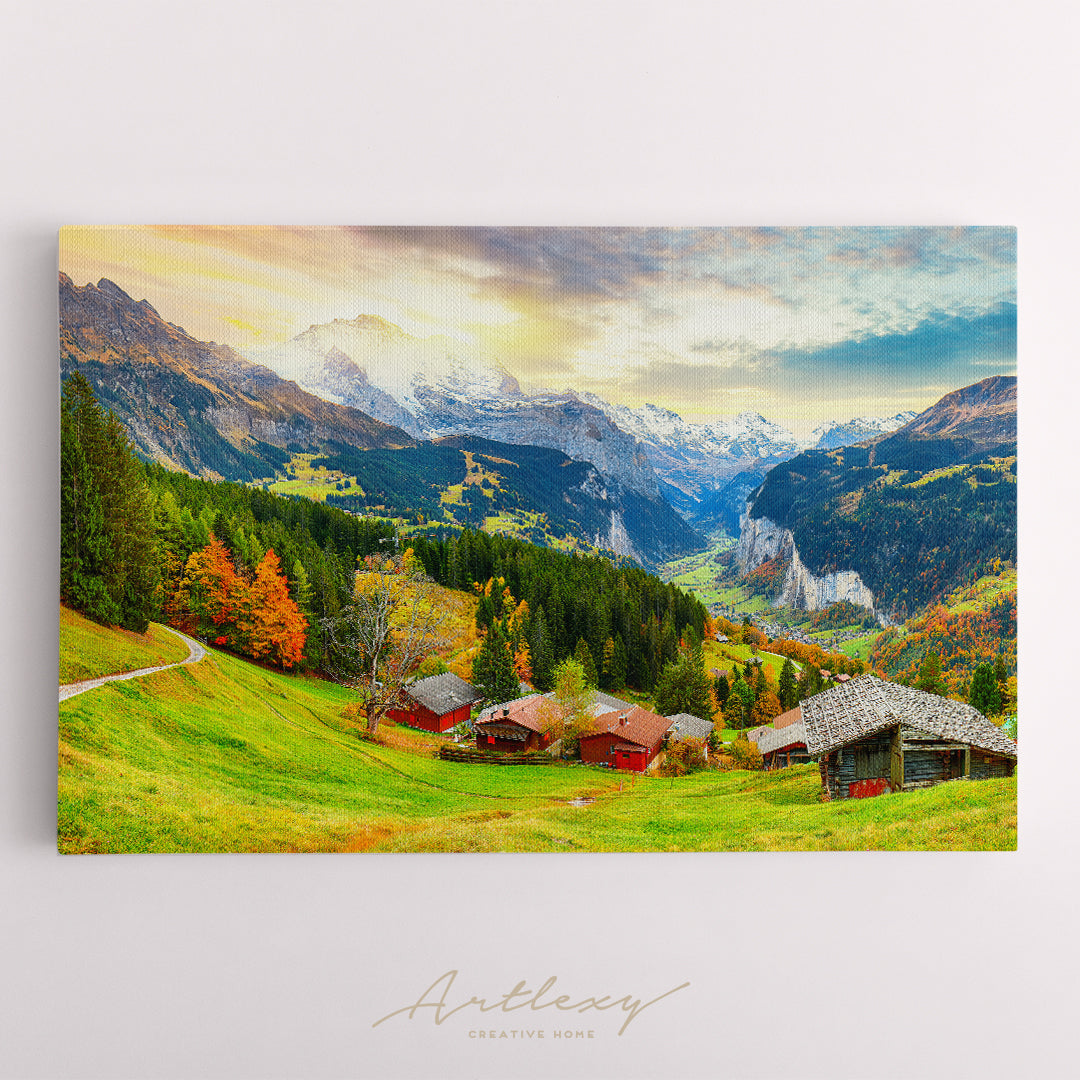 Lauterbrunnen Valley with Jungfrau Mountain Switzerland Canvas Print ArtLexy   