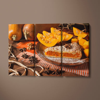 Pumpkin Pie Canvas Print ArtLexy 3 Panels 36"x24" inches 
