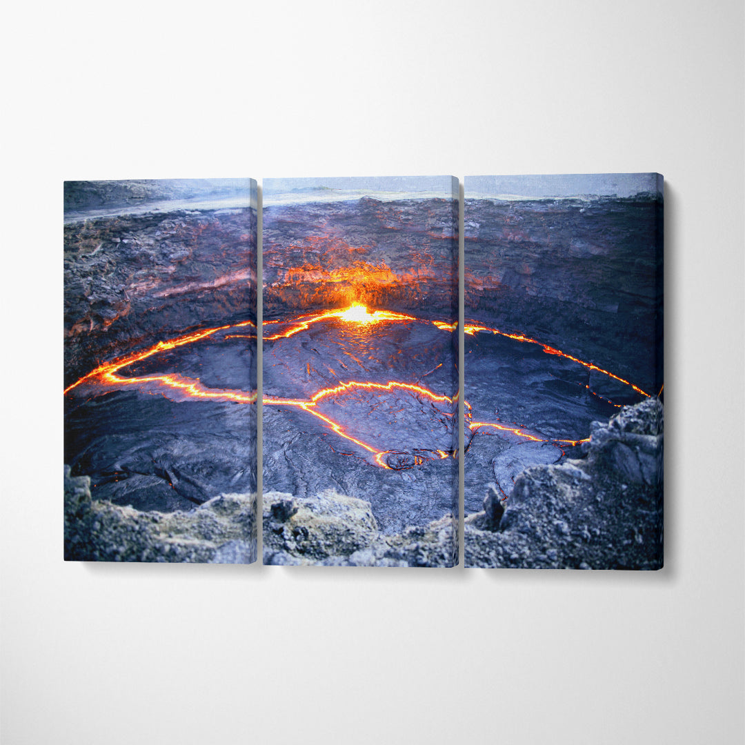 Erta Ale Volcano Ethiopia Canvas Print ArtLexy 3 Panels 36"x24" inches 