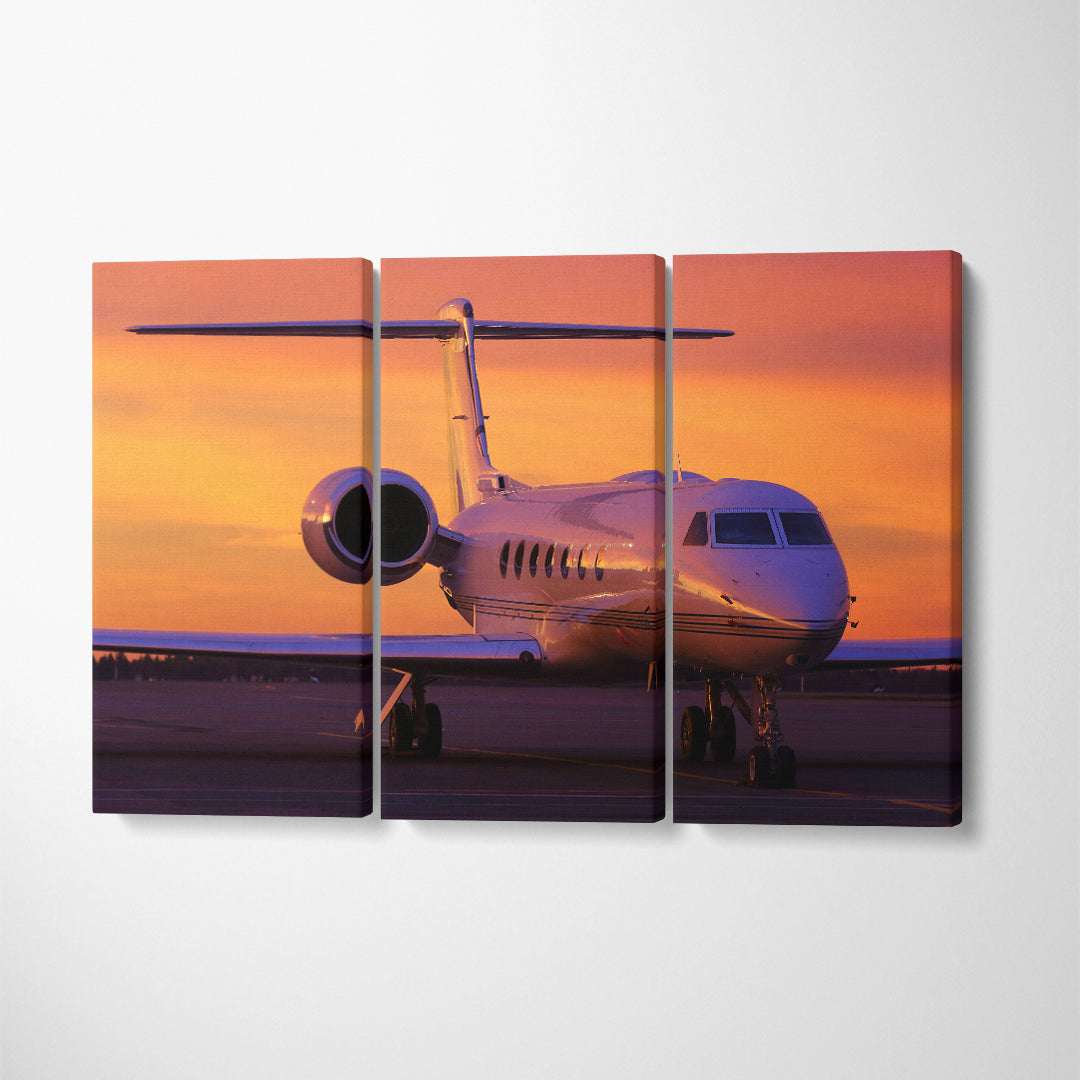 Modern Luxury Private Jet Canvas Print ArtLexy 3 Panels 36"x24" inches 