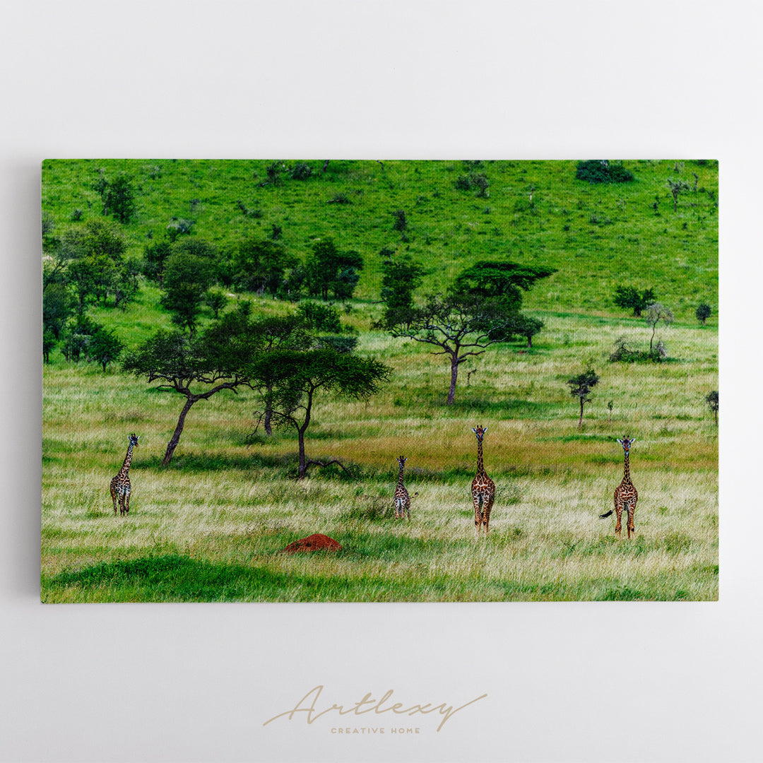 Giraffe On Savanna Landscape Canvas Print ArtLexy   