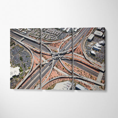 Loop 101 & I-17 Interchange Phoenix Arizona Canvas Print ArtLexy 3 Panels 36"x24" inches 
