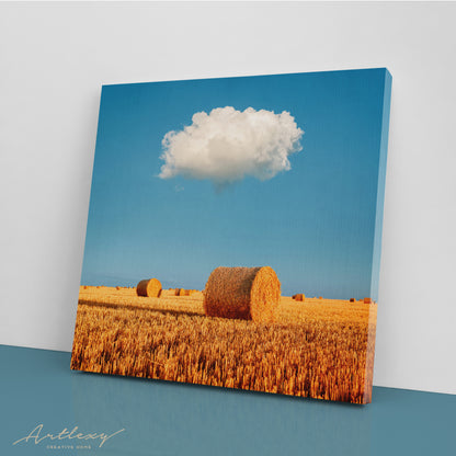 Hay-roll on Meadow Ukraine Canvas Print ArtLexy   