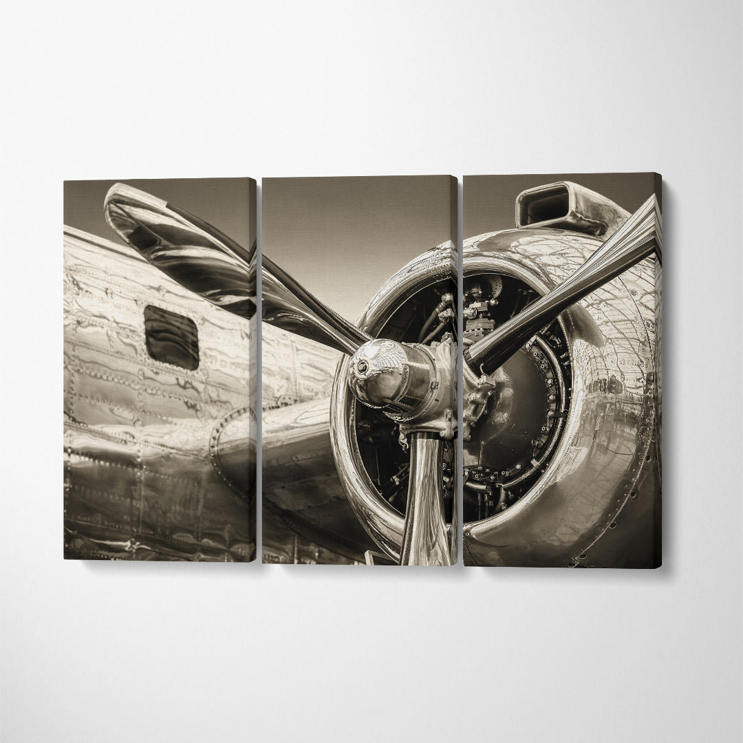 Chrome Aircraft Canvas Print ArtLexy 3 Panels 36"x24" inches 