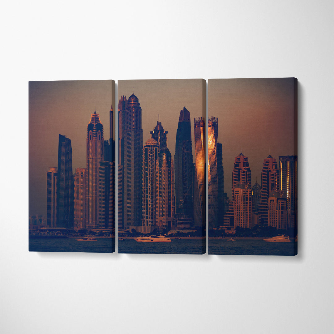 Modern Skyscrapers Dubai Cityscape Canvas Print ArtLexy 3 Panels 36"x24" inches 