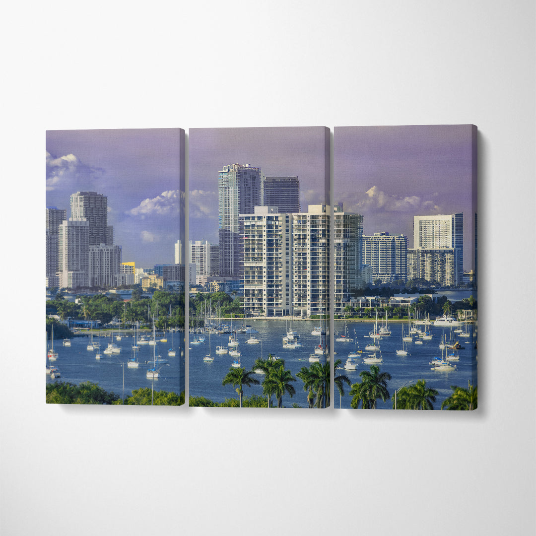 Port of Miami Florida US Canvas Print ArtLexy 3 Panels 36"x24" inches 