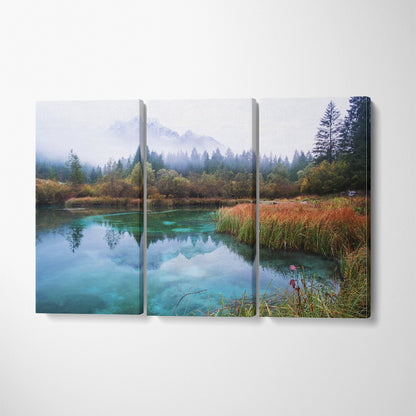 Lake Zelenci Kranjska Gora Slovenia Canvas Print ArtLexy 3 Panels 36"x24" inches 