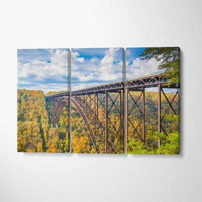 New River Gorge Virginia USA Canvas Print ArtLexy 3 Panels 36"x24" inches 
