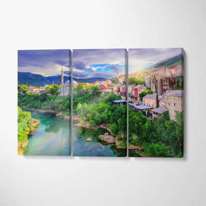 Mostar Bosnia and Herzegovina Canvas Print ArtLexy 3 Panels 36"x24" inches 