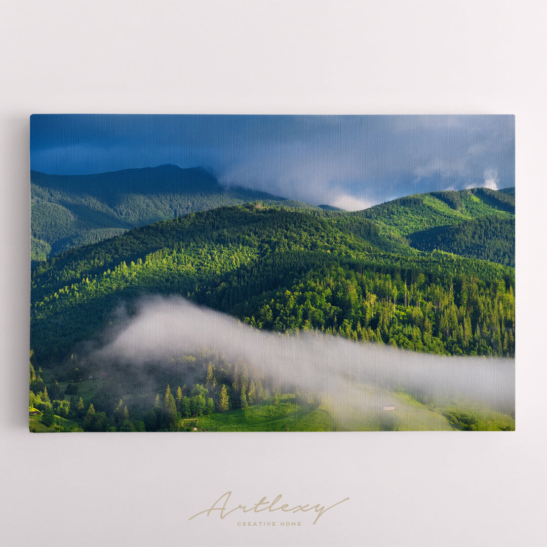 Mountain Forest in Fog Canvas Print ArtLexy   
