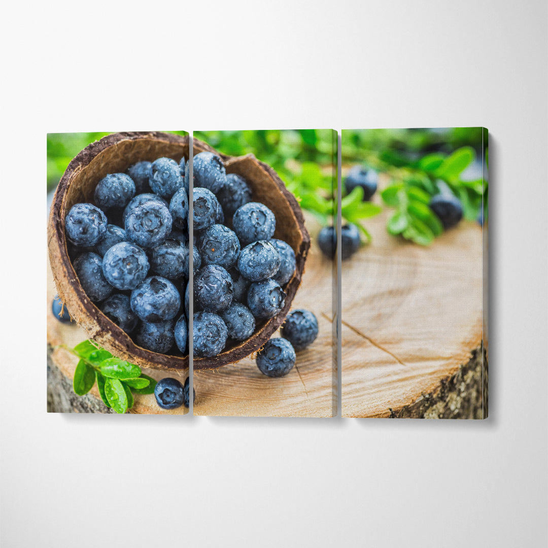Fresh Blueberries Canvas Print ArtLexy 3 Panels 36"x24" inches 