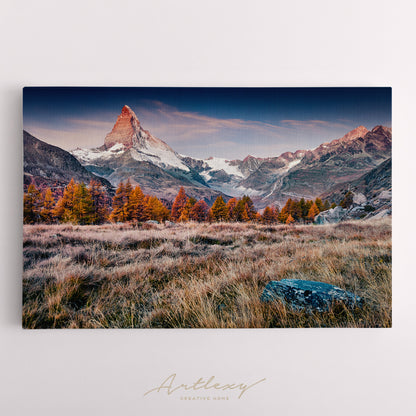Autumn Landscape Mountain Matterhorn Swiss Alps Canvas Print ArtLexy   