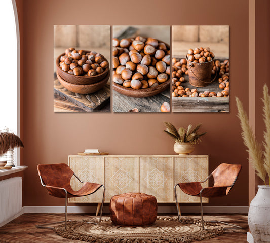 Set of 3 Hazelnuts Canvas Print ArtLexy 3 Panels 48”x24” inches 