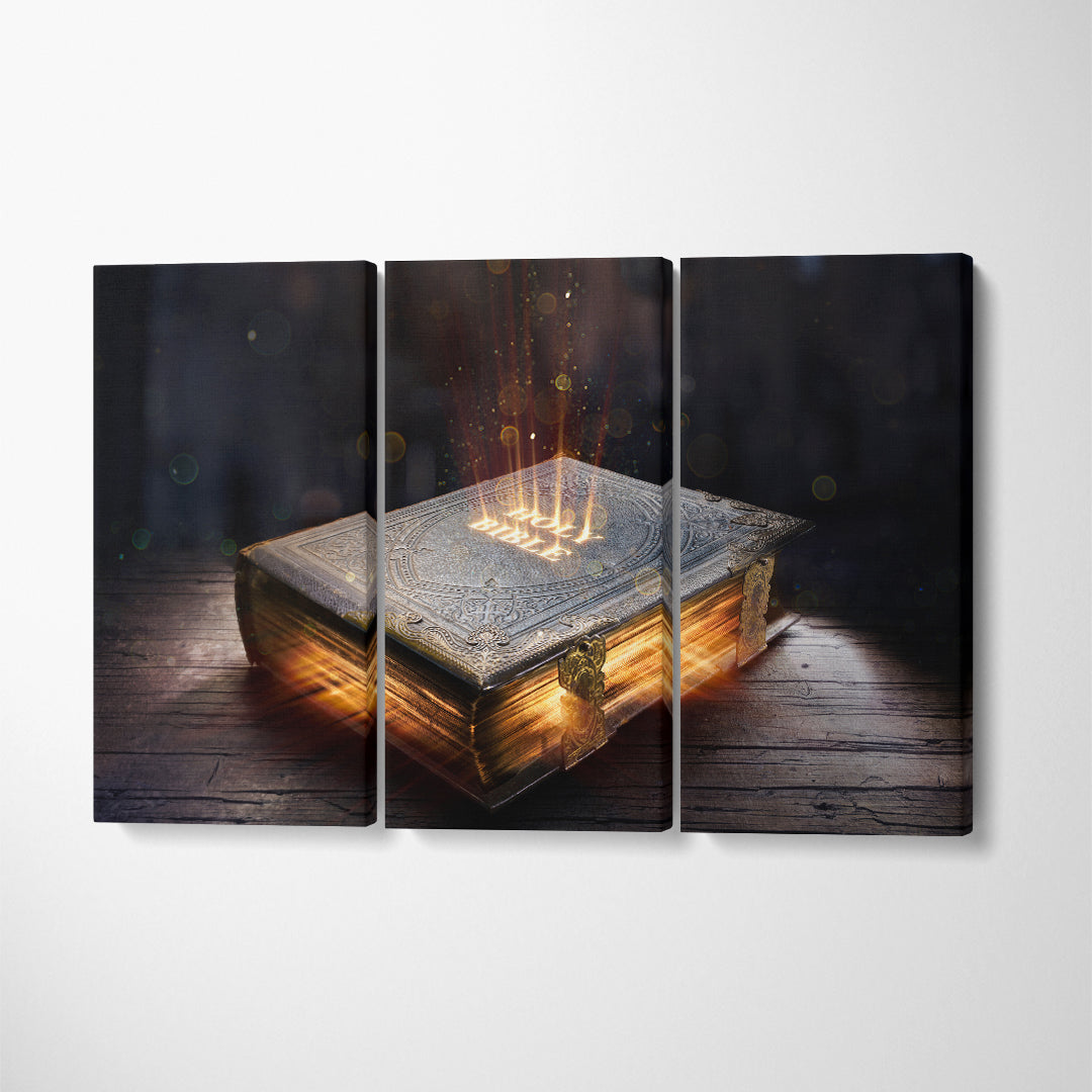 Ancient Book Holy Bible Canvas Print ArtLexy 3 Panels 36"x24" inches 