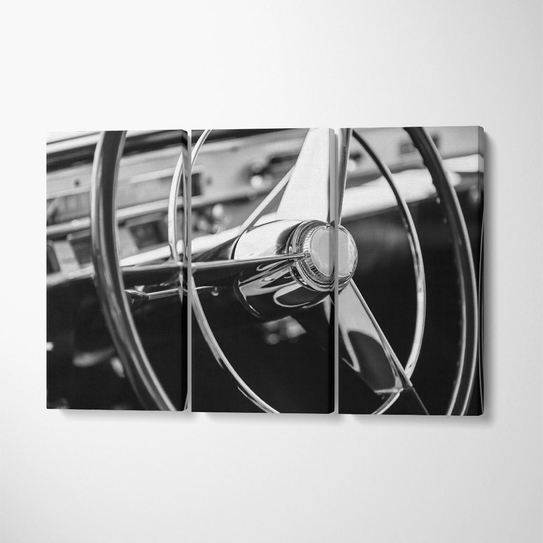 Retro Car Interior Canvas Print ArtLexy 3 Panels 36"x24" inches 