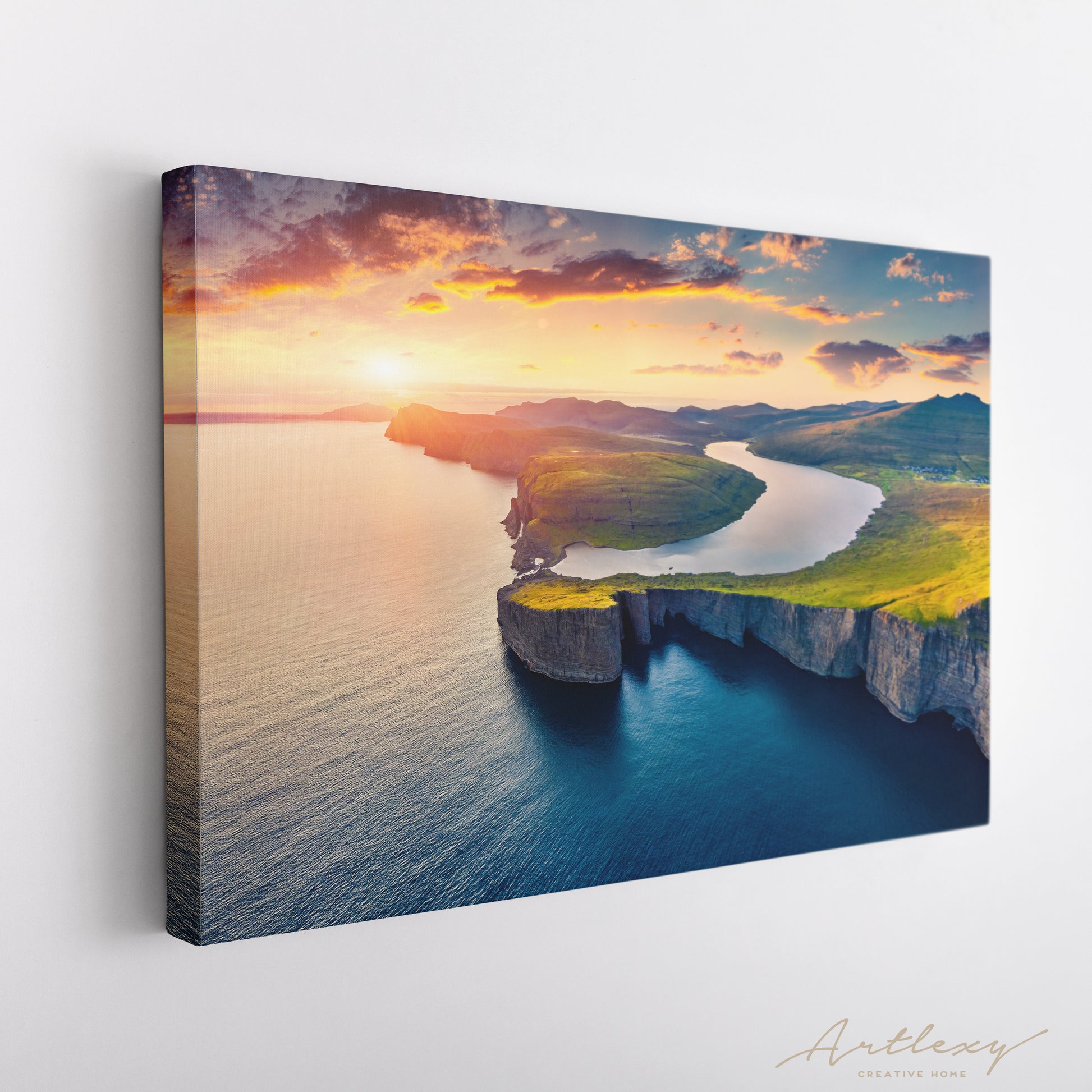 Lake Sorvagsvatn Over Ocean Faroe Islands Canvas Print ArtLexy   