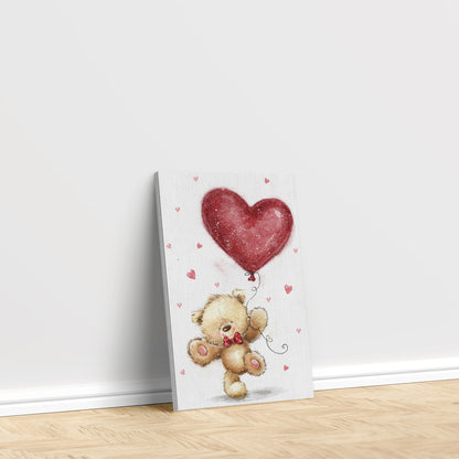 Cute Teddy Bear with Big Heart Canvas Print ArtLexy   