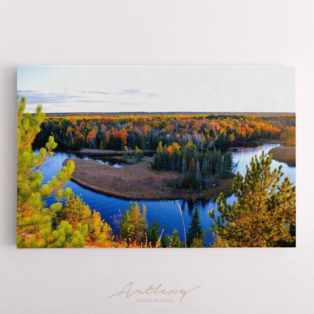 Ausable River Oscoda Michigan in Autumn Canvas Print ArtLexy   