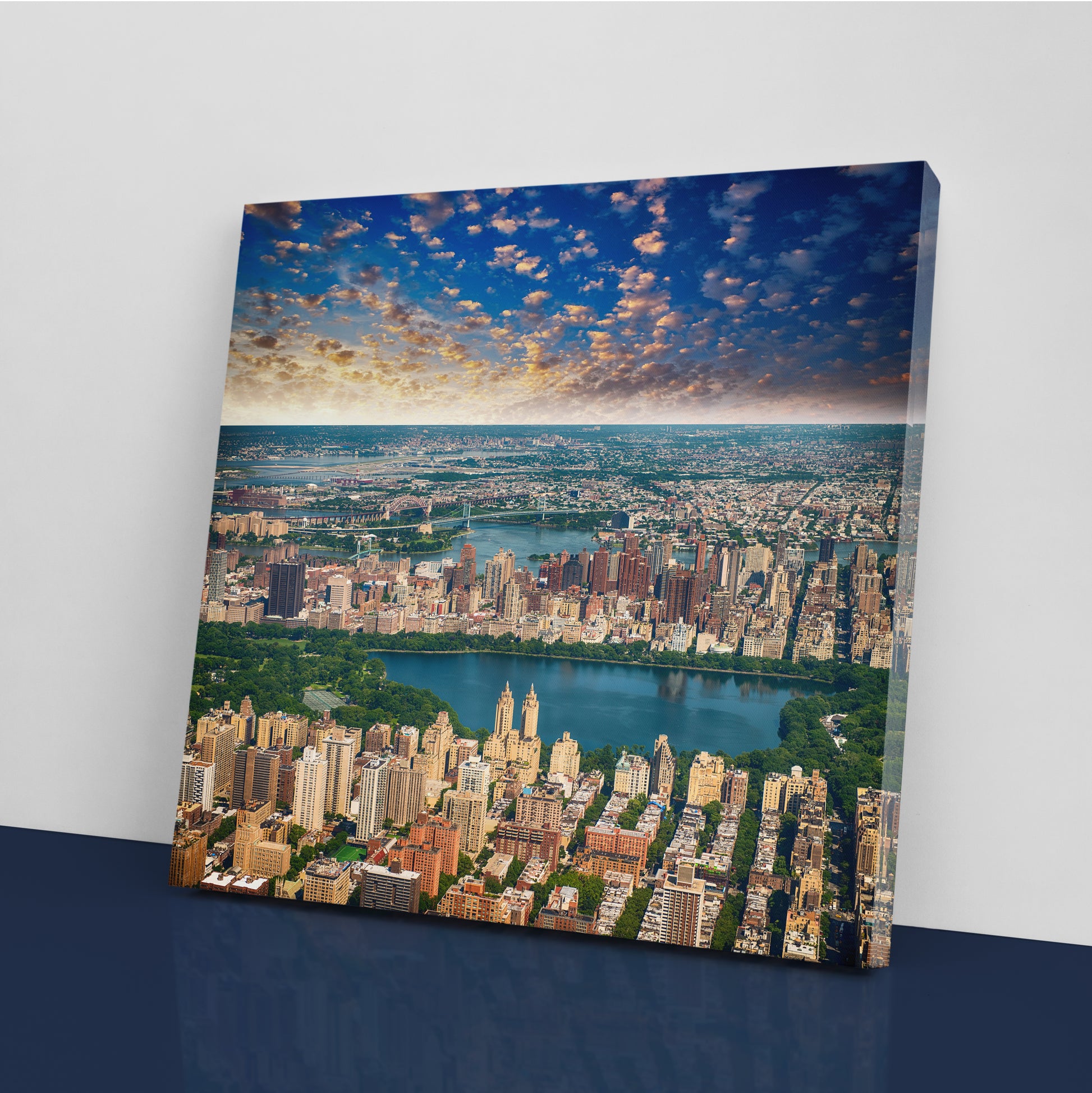 Manhattan Skyscrapers Jacqueline Kennedy Onassis Reservoir New York Canvas Print ArtLexy   