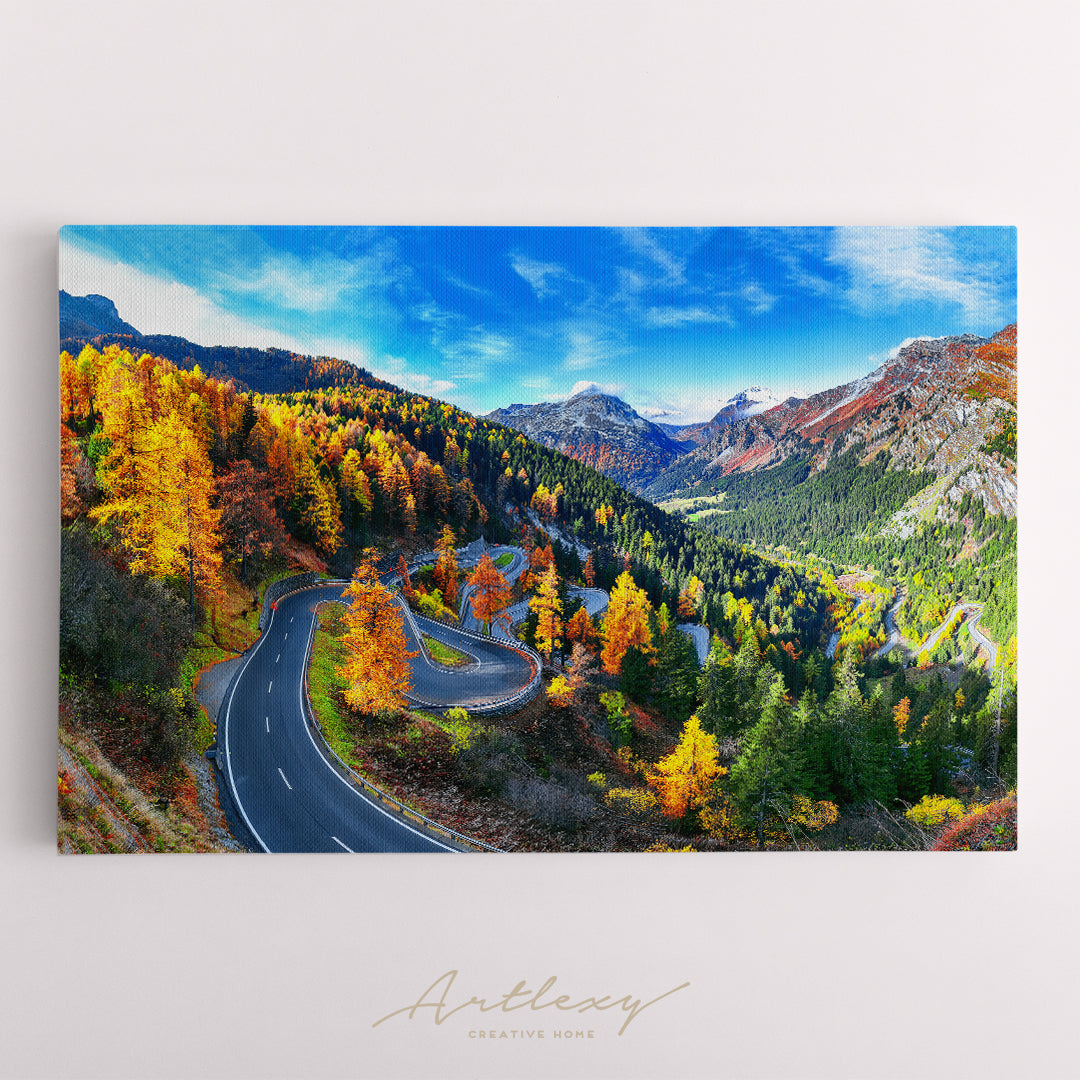 Maloja Pass Road at Autumn Switzerland Canvas Print ArtLexy   