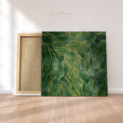 Elegant Green Marble with Golden Veins Canvas Print ArtLexy   