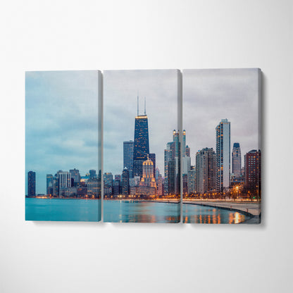 Chicago Skyline Canvas Print ArtLexy 3 Panels 36"x24" inches 