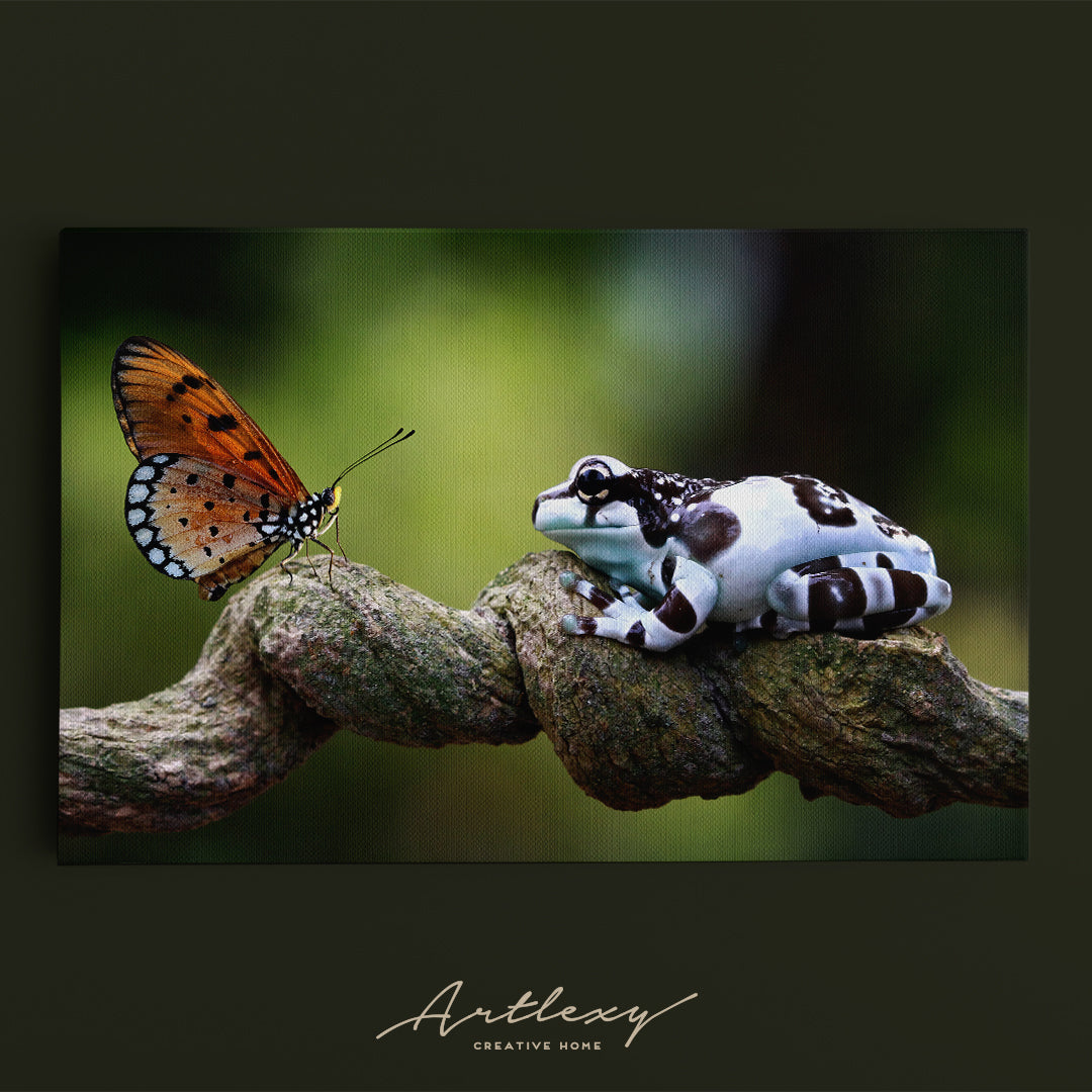 Amazing Amazon Milk Frog with Butterfly Canvas Print ArtLexy   