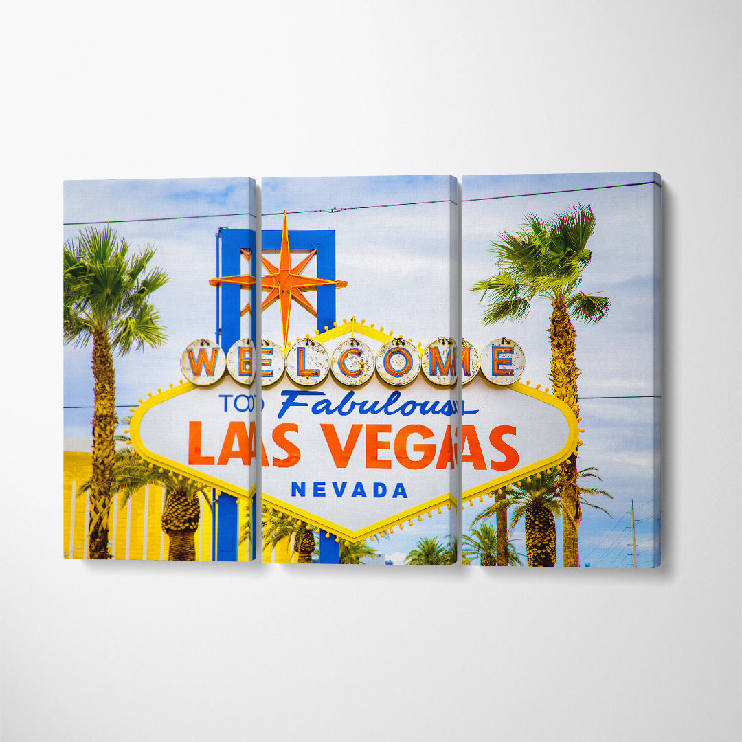 Welcome to Fabulous Las Vegas Sign Canvas Print ArtLexy 3 Panels 36"x24" inches 