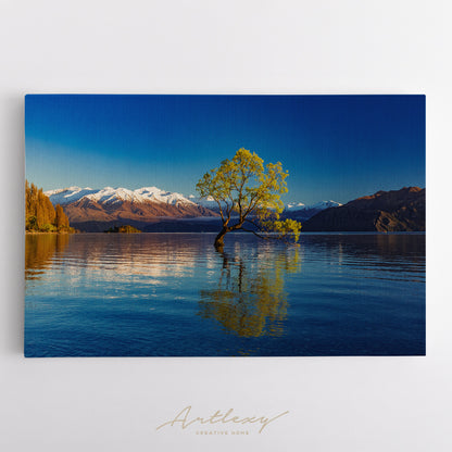 Lonely Tree in Lake Wanaka New Zealand Canvas Print ArtLexy   