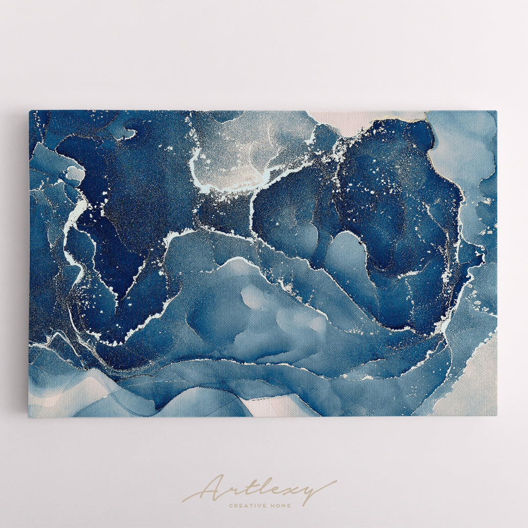 Abstract Blue Marble Pattern Canvas Print ArtLexy   