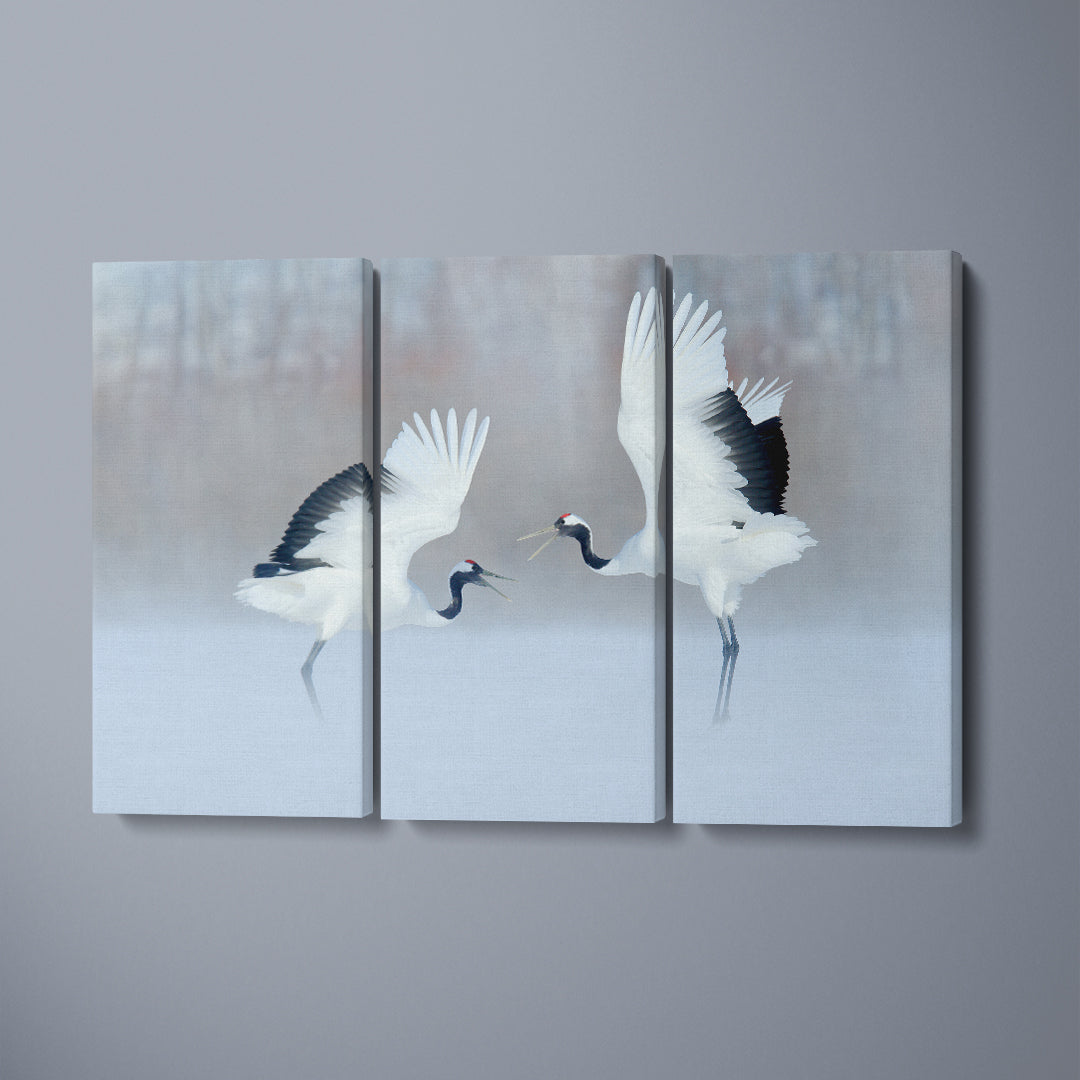 Red-crowned Crane Couple in Winter Japan Canvas Print ArtLexy   