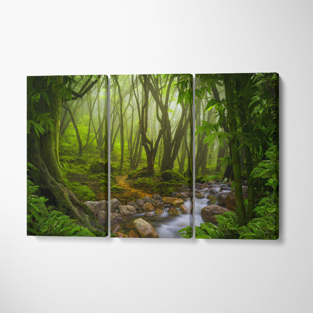 Tropical Rainforest Canvas Print ArtLexy 3 Panels 36"x24" inches 
