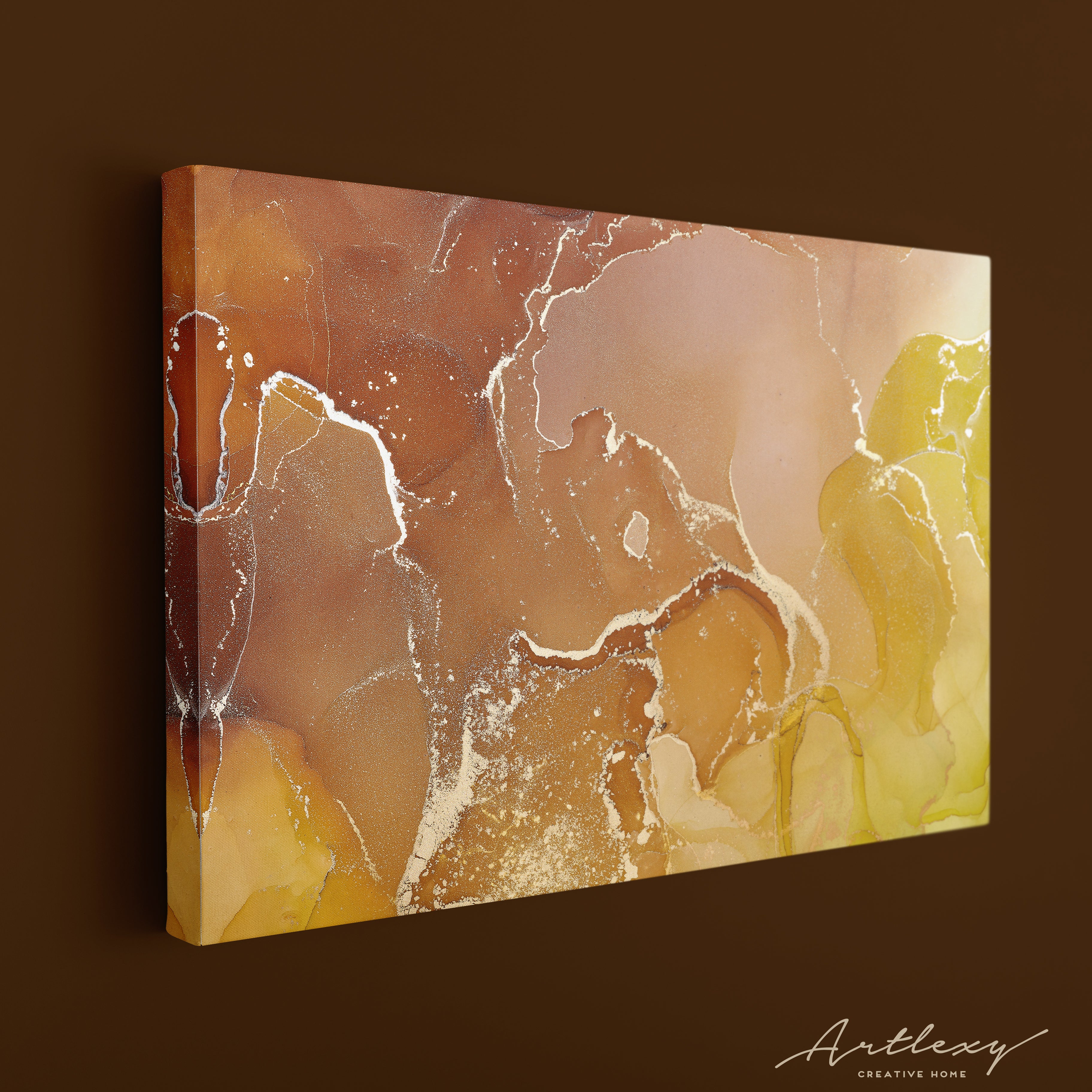Abstract Yellow Marble Canvas Print ArtLexy   