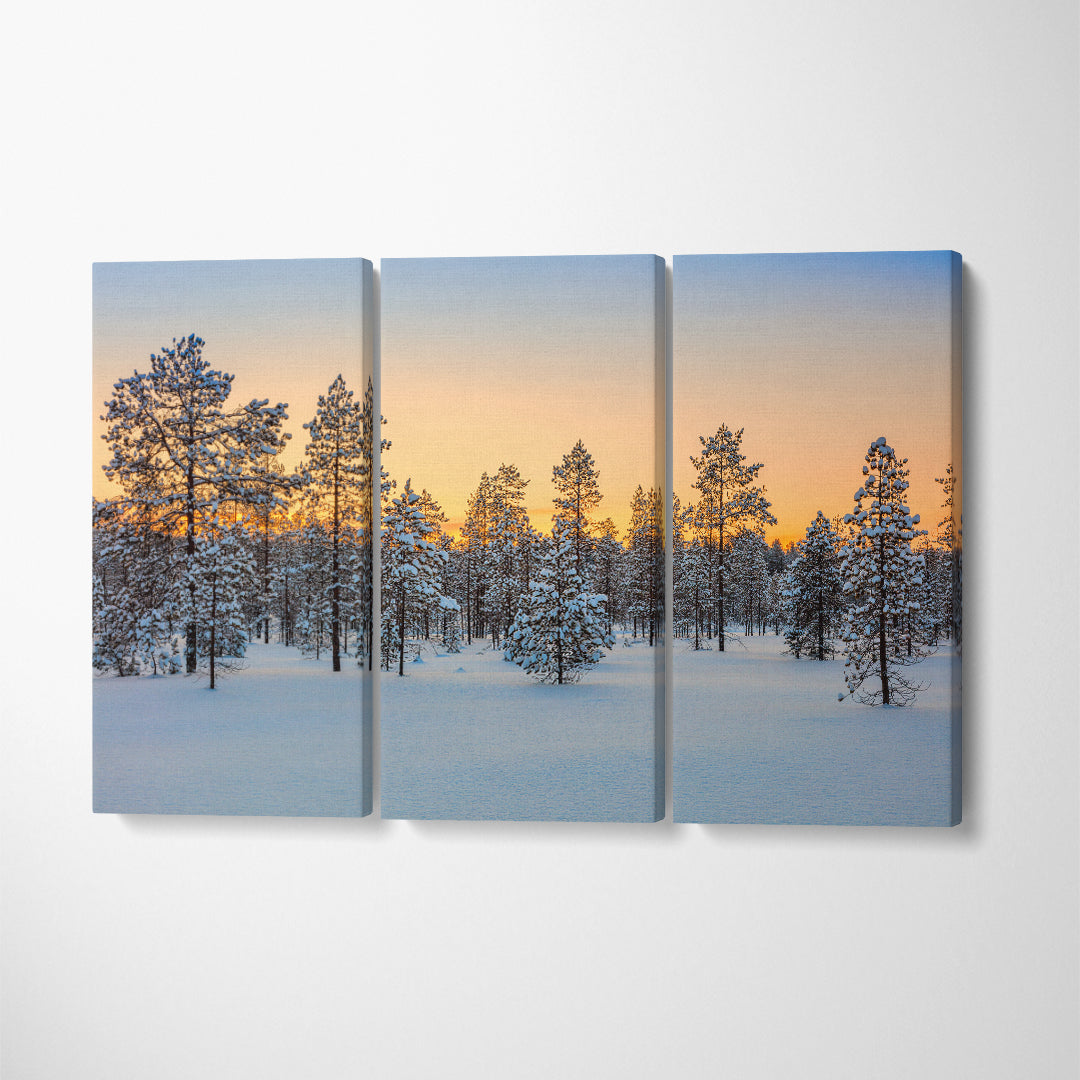 Amazing Winter Forest Canvas Print ArtLexy 3 Panels 36"x24" inches 