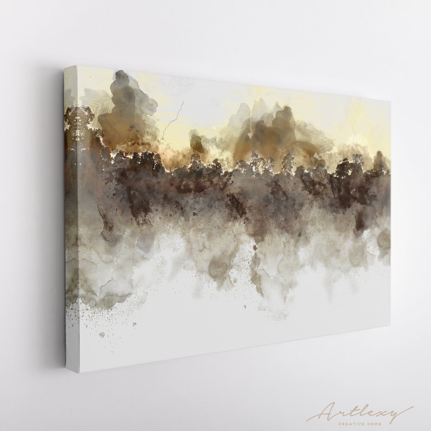 Abstract Watercolor Landscape with Trees Canvas Print ArtLexy   