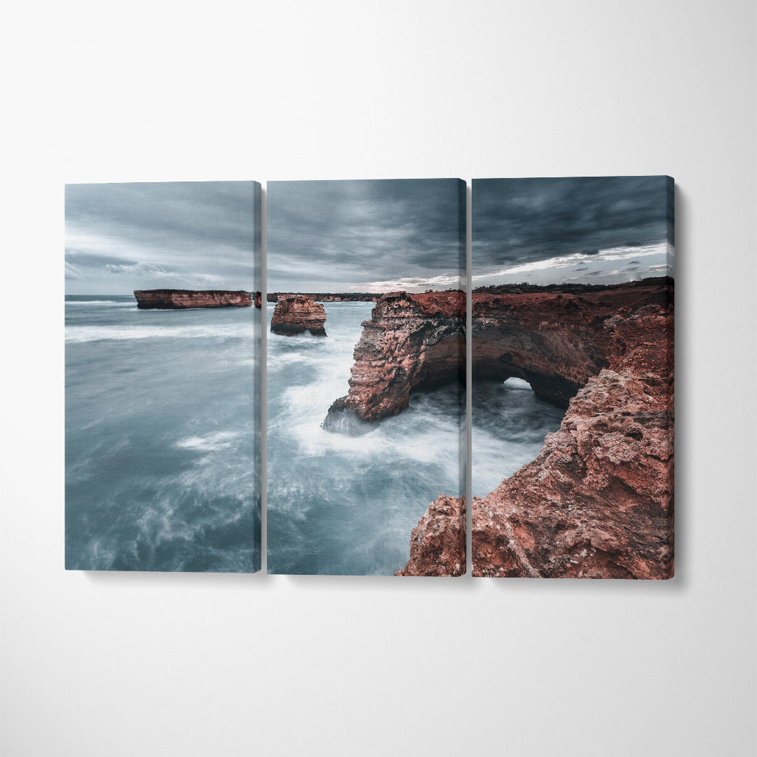 Coastline Great Ocean Road Victoria Australia Canvas Print ArtLexy 3 Panels 36"x24" inches 