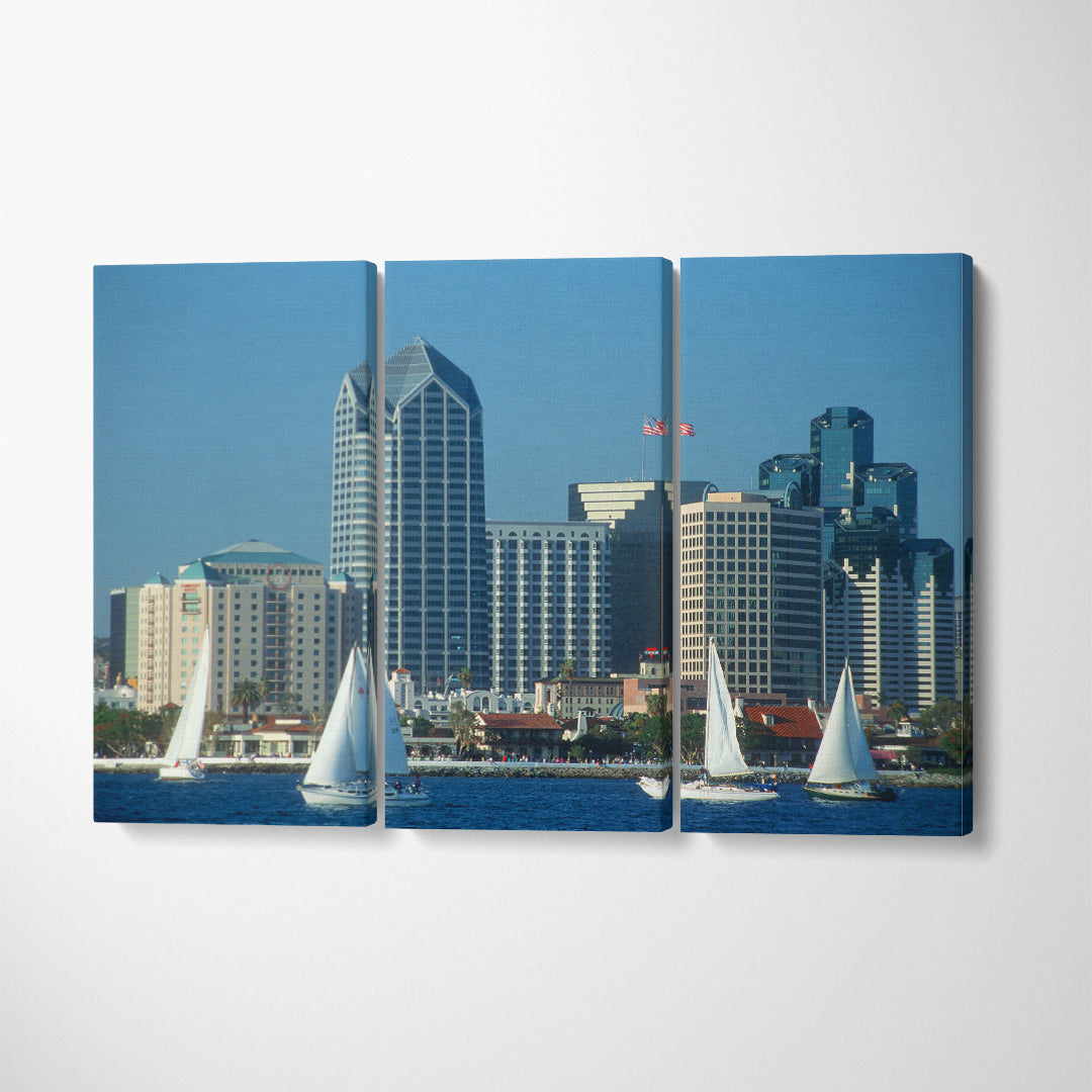 San Diego Skyscrapers California Canvas Print ArtLexy 3 Panels 36"x24" inches 