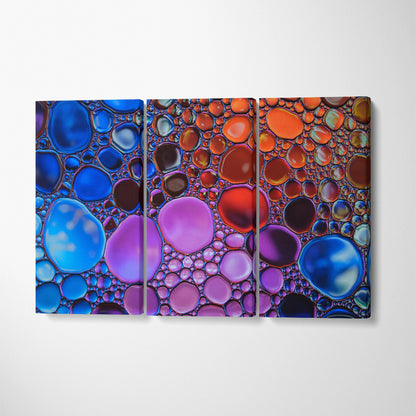 Beautiful Abstract Multicolor Water Drops Canvas Print ArtLexy 3 Panels 36"x24" inches 