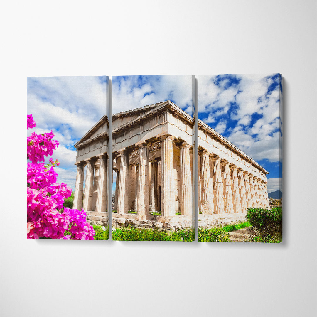 Ancient Greek Ruins Temple of Hephaestus Athens Greece Canvas Print ArtLexy 3 Panels 36"x24" inches 