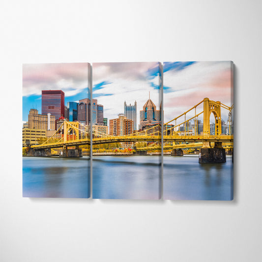 Rachel Carson Bridge Pittsburgh Pennsylvania Canvas Print ArtLexy 3 Panels 36"x24" inches 