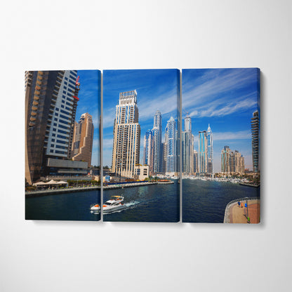Dubai Marina Skyscrapers Canvas Print ArtLexy 3 Panels 36"x24" inches 