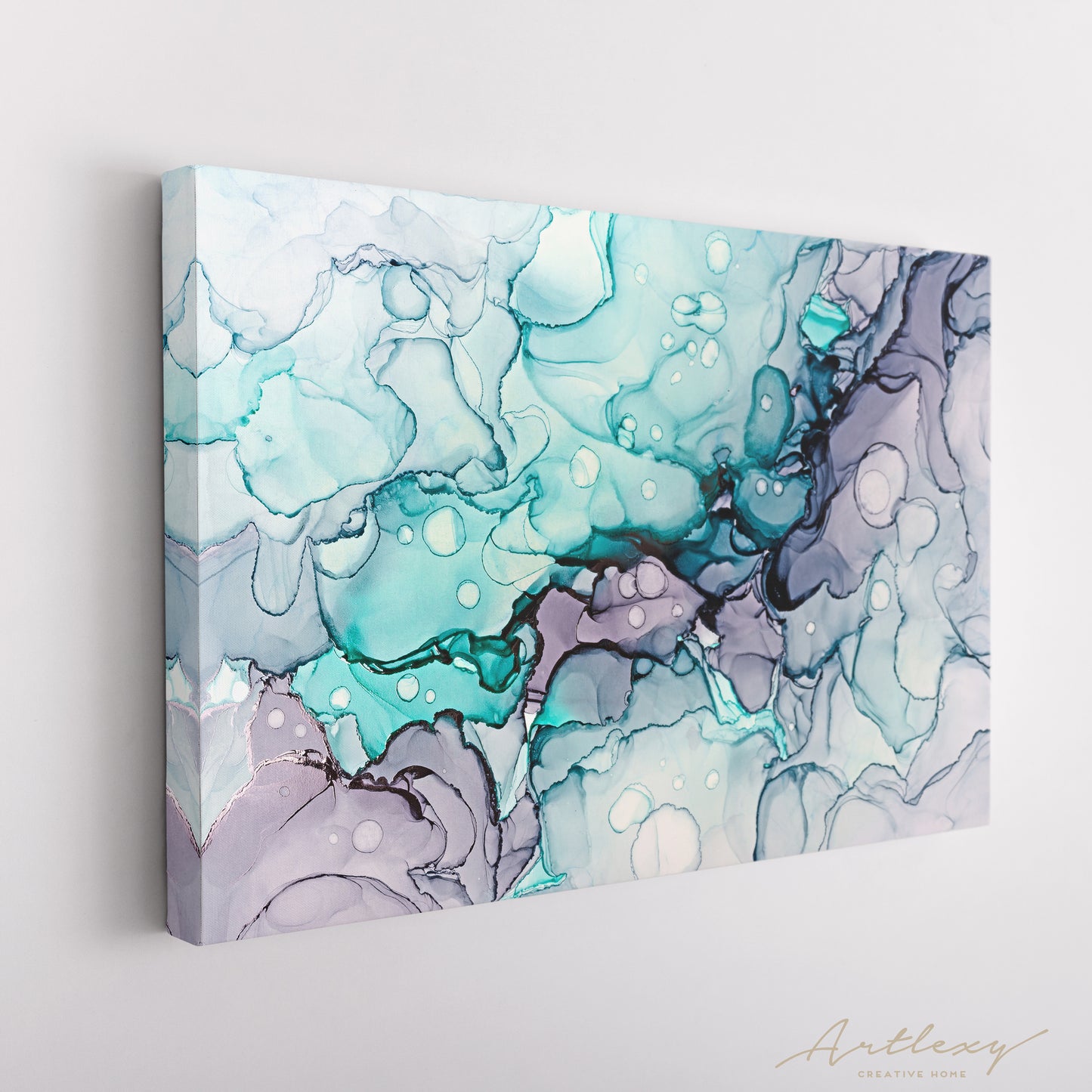 Trendy Mixed Turquoise and Purple Abstract Pattern Canvas Print ArtLexy   