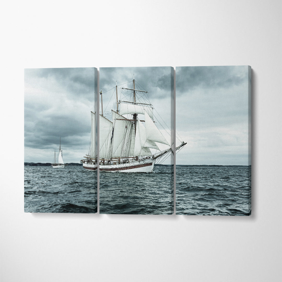 Beautiful Sailing Ships Canvas Print ArtLexy 3 Panels 36"x24" inches 